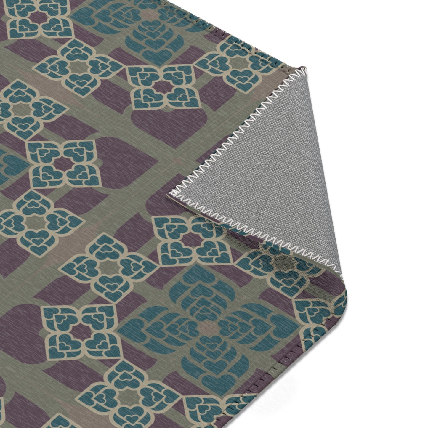 Heart Petals Rug — Teal & Plum Mosaic