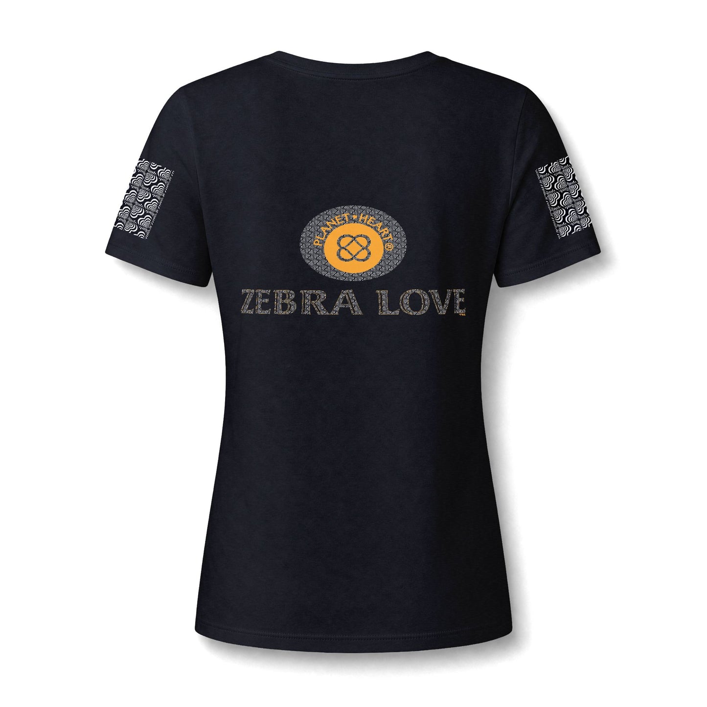 Womens V-Neck Tee — Zebra Love (TM) inside a heart!