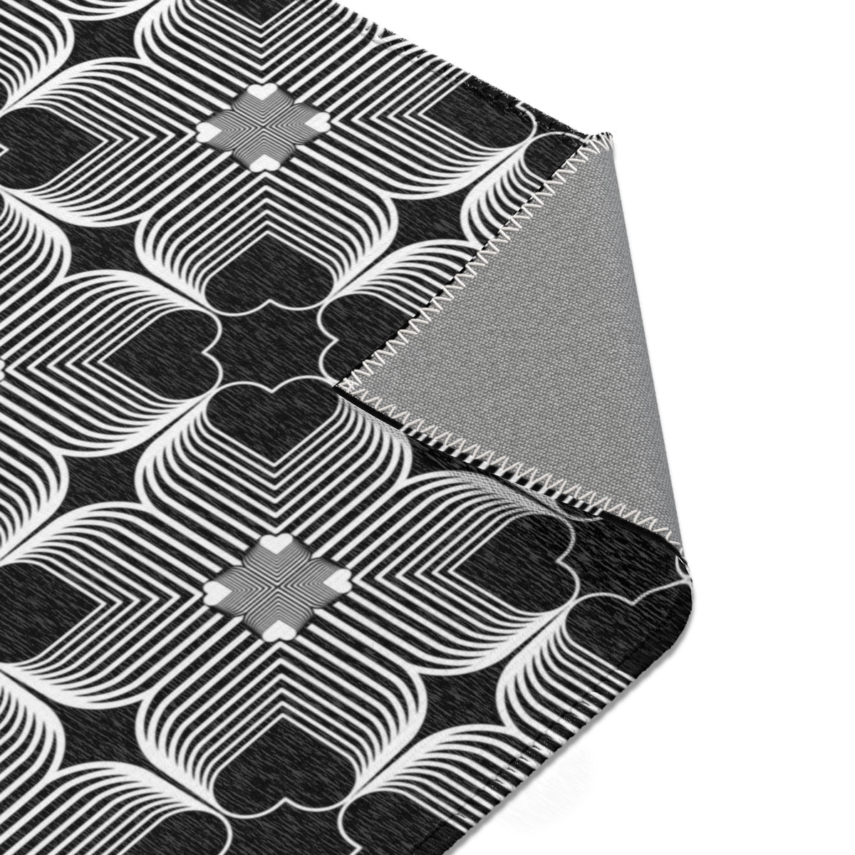 Michelin Hearts Area Rug — Black & White Tile Pattern
