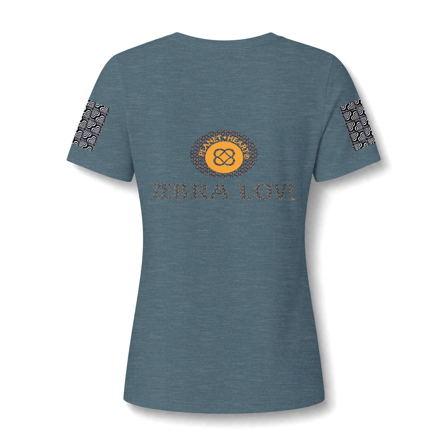 Womens V-Neck Tee — Zebra Love (TM) inside a heart!