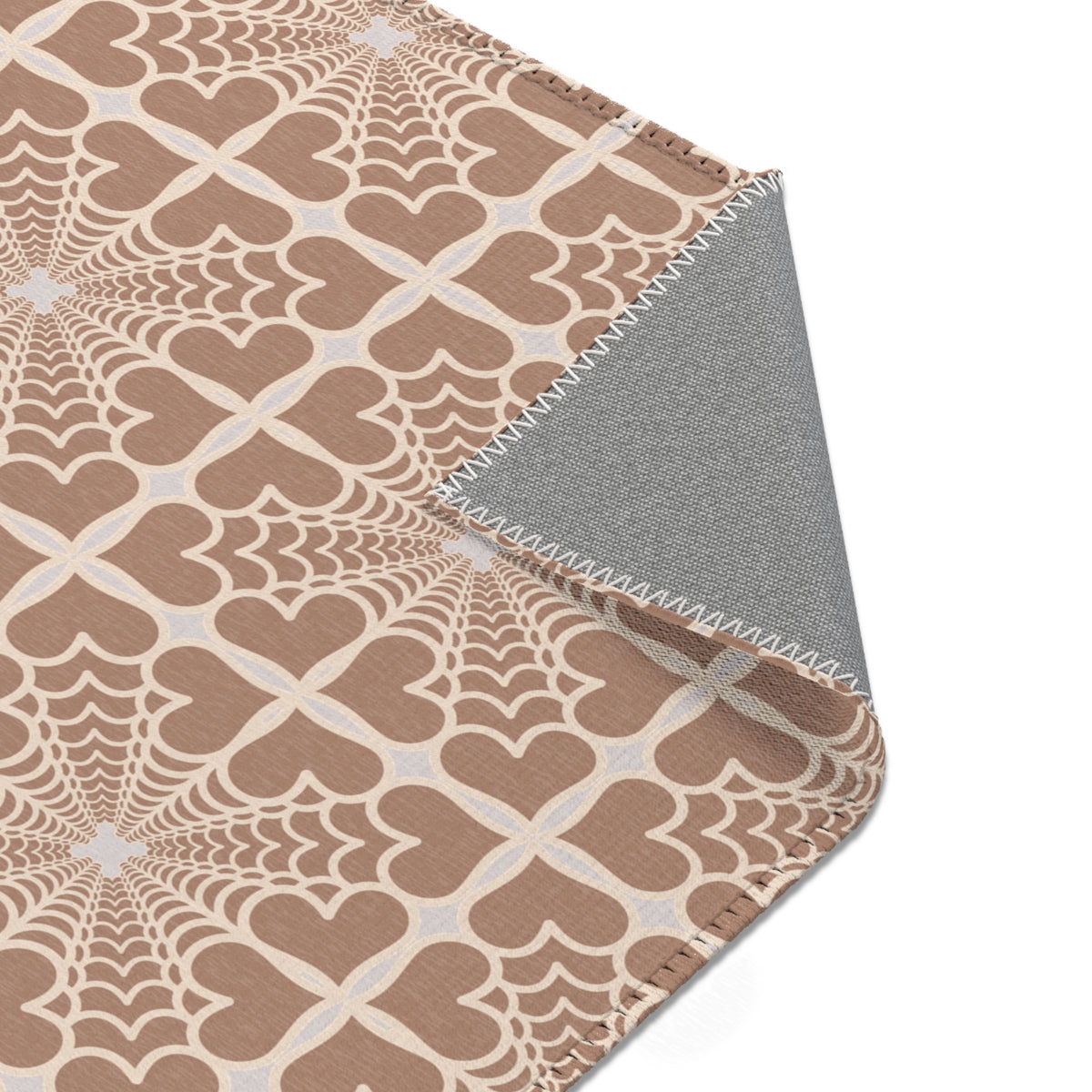 Pyramidal HeartPetals Tile Area Rug – Beige/Neutral Boho Accent Rug