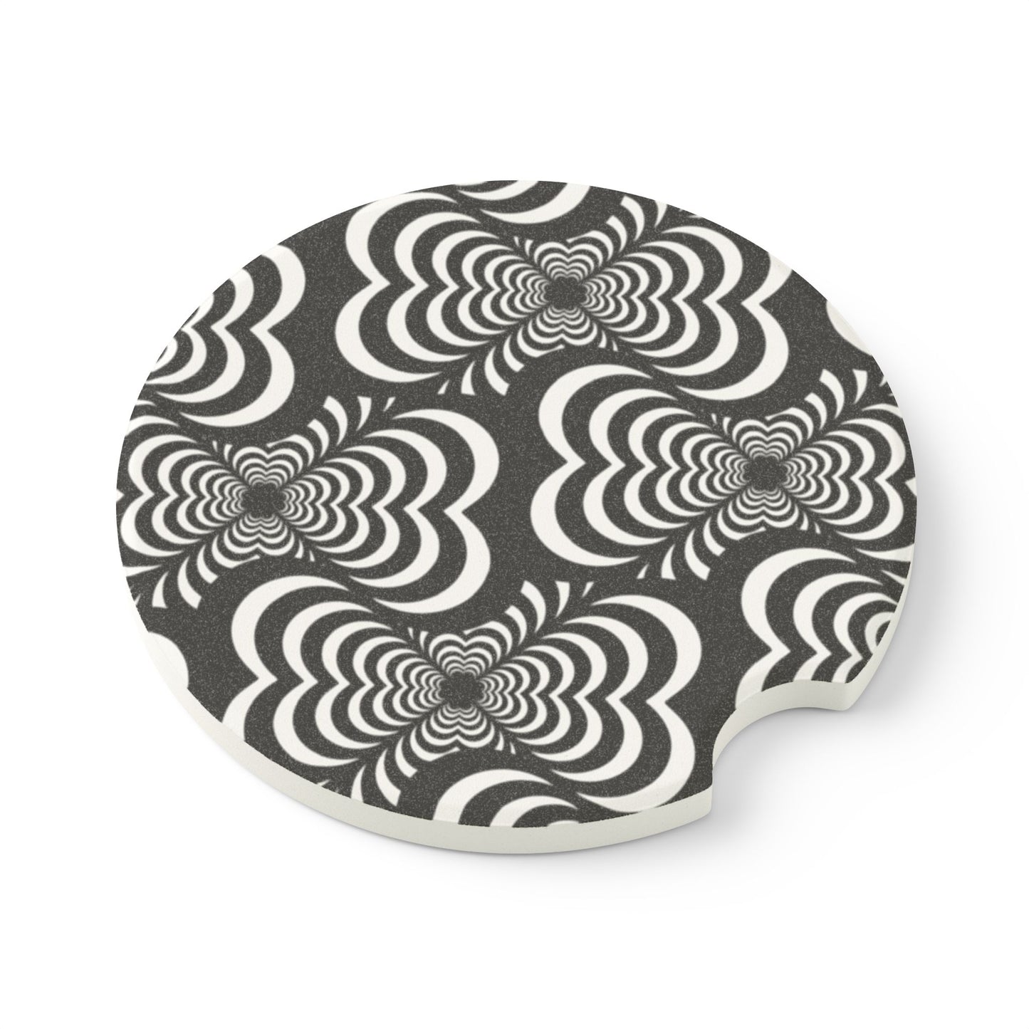 Zebra Love (TM) Soapstone Car Coaster — Black & White