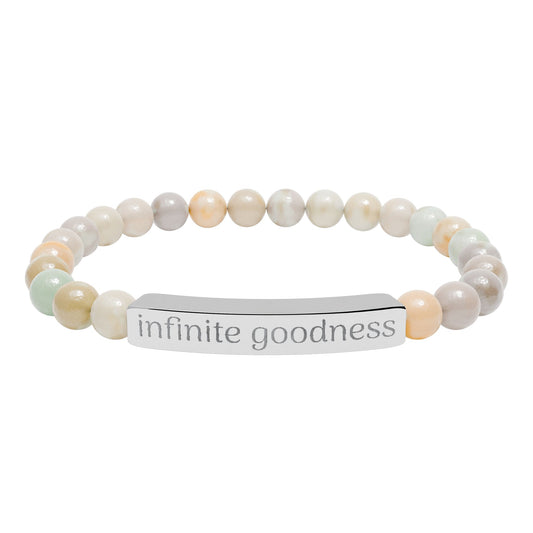 Infinite Goodness (TM) Copy of Natural Stone Stretch Bar Bracelet (Engraving)