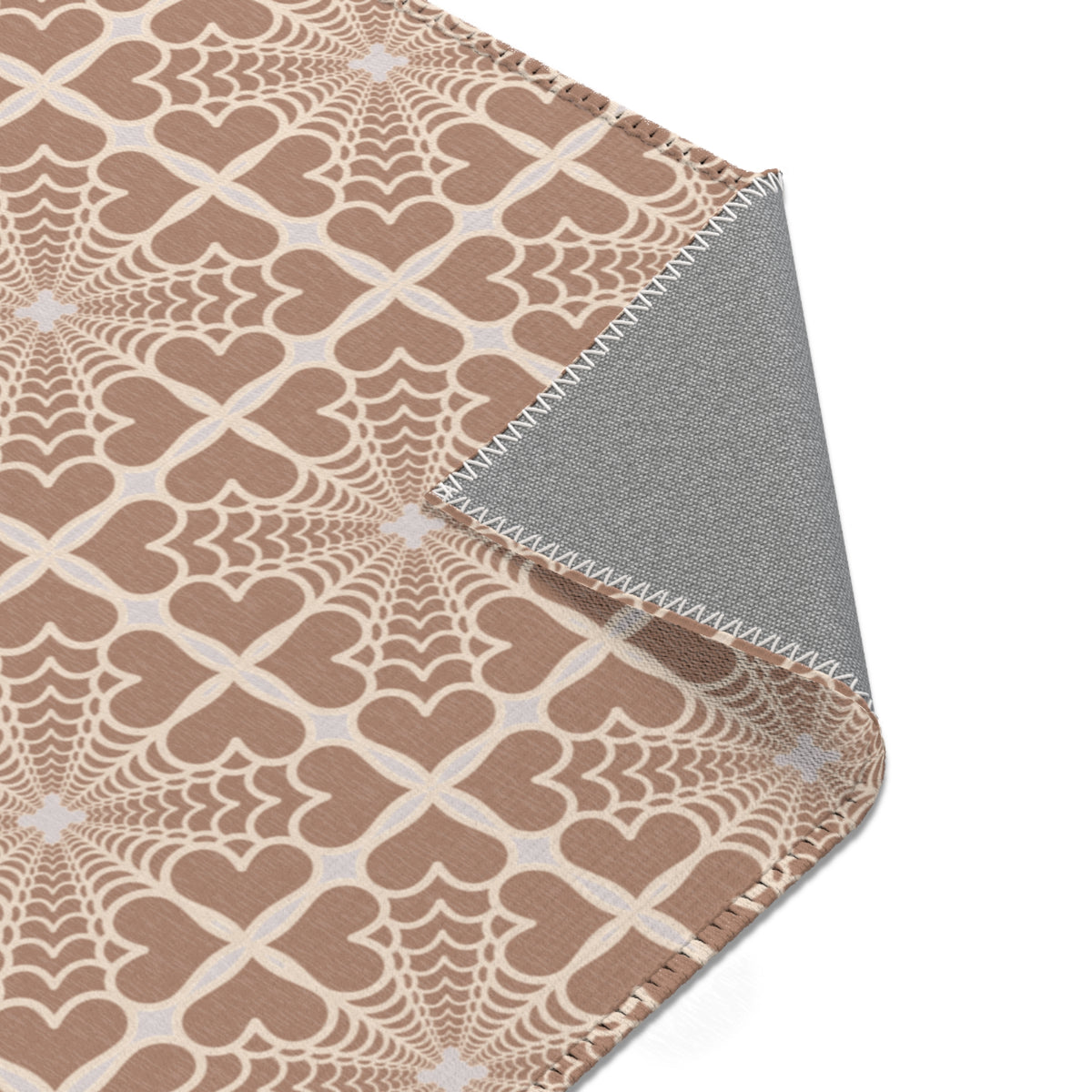 Pyramidal HeartPetals Tile Area Rug – Beige/Neutral Boho Accent Rug