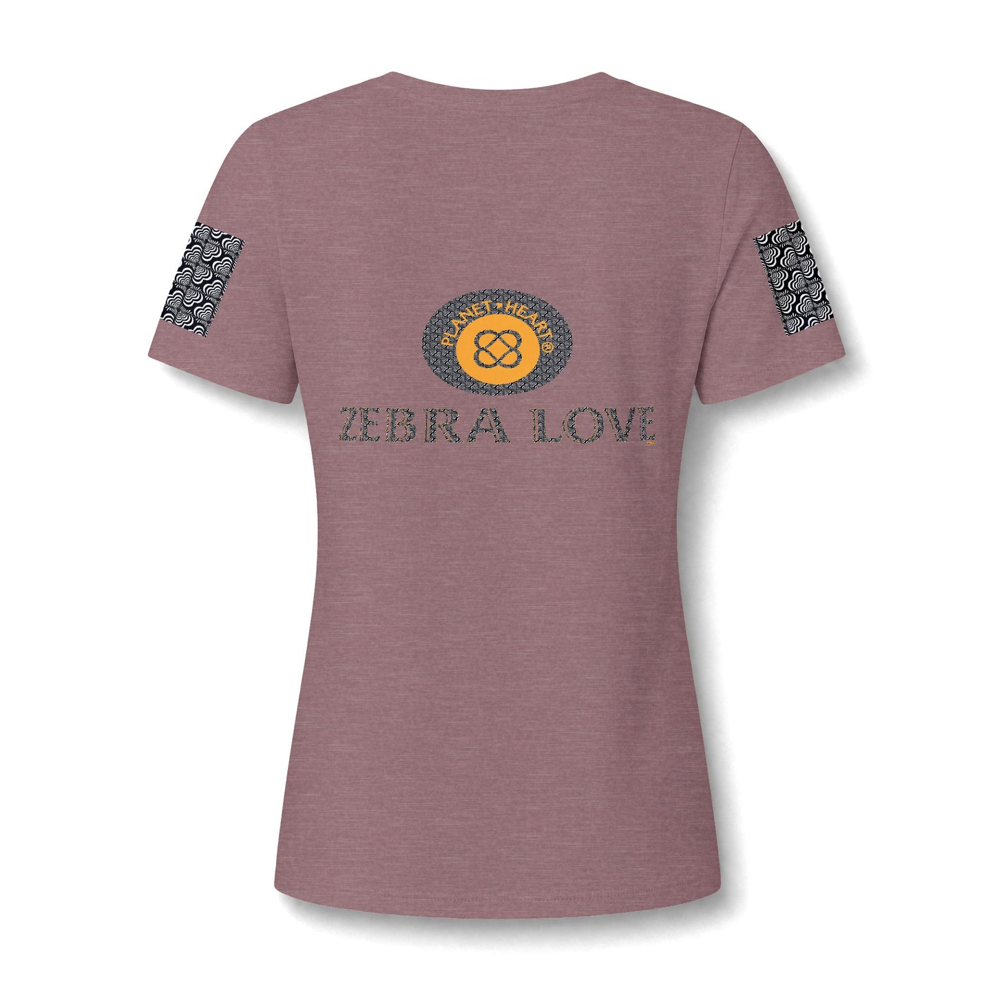 Womens V-Neck Tee — Zebra Love (TM) inside a heart!
