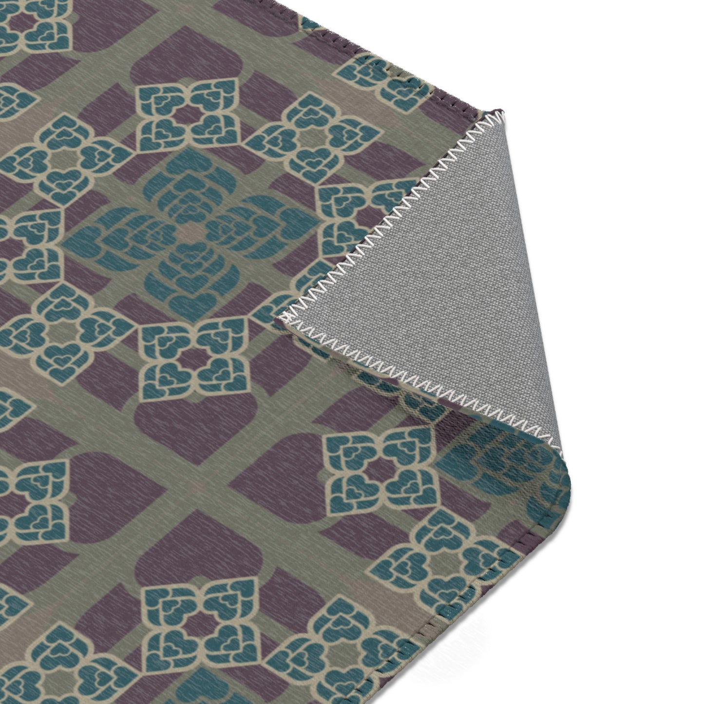 Heart Petals Rug — Teal & Plum Mosaic