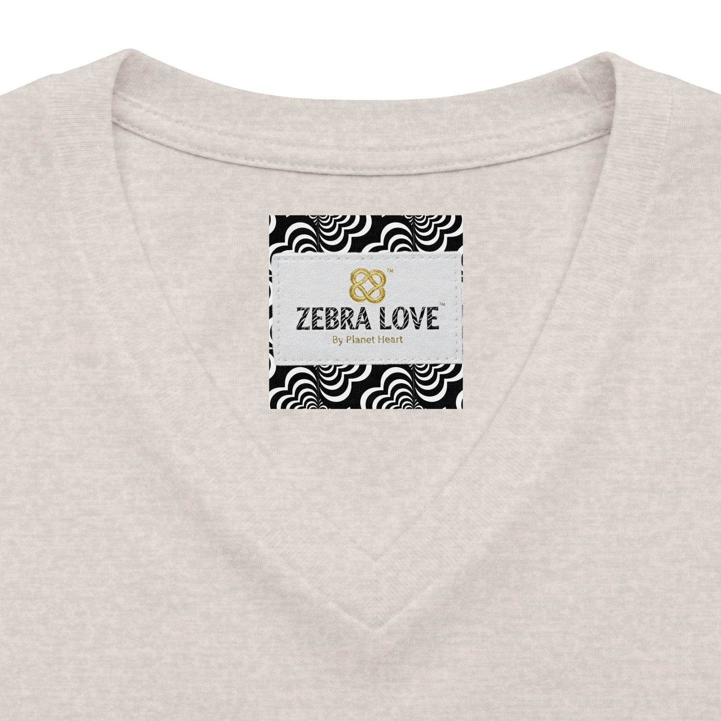 Womens V-Neck Tee — Zebra Love (TM) inside a heart!