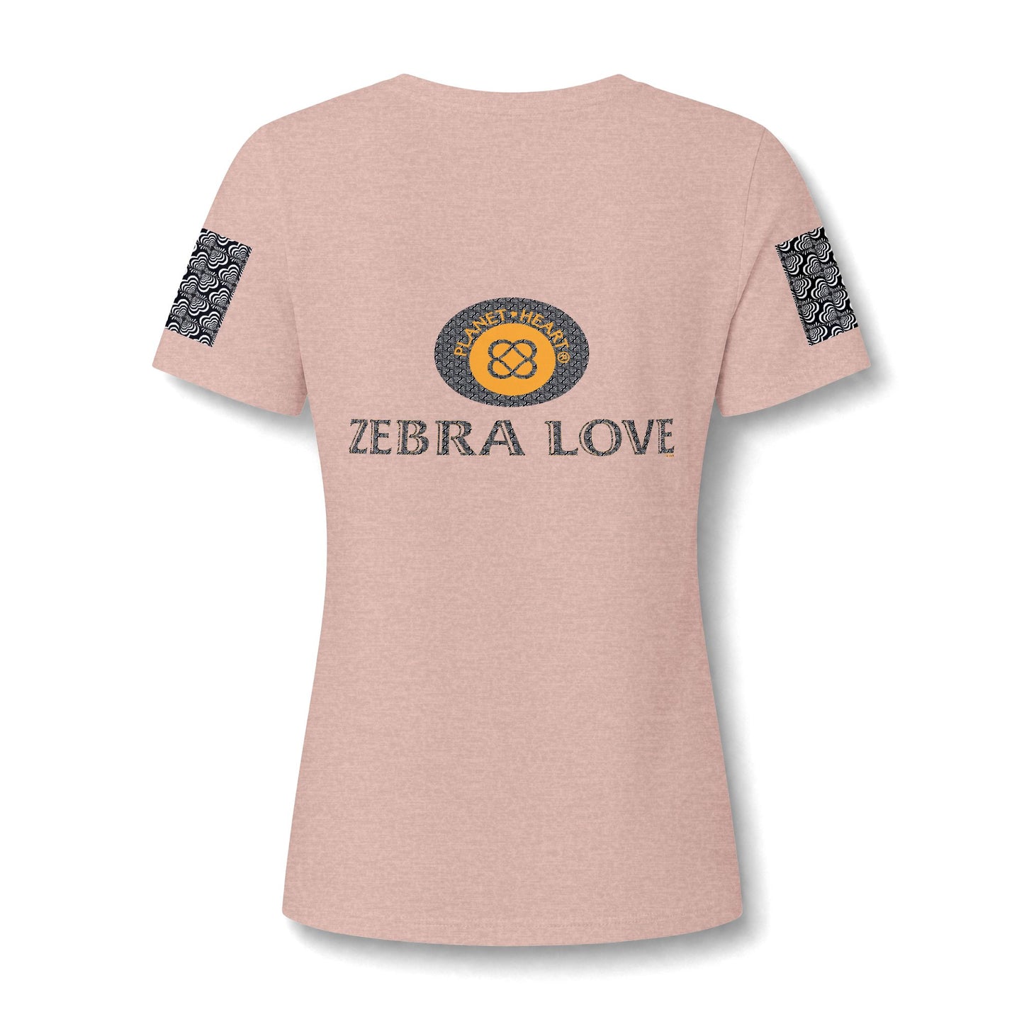 Womens V-Neck Tee — Zebra Love (TM) inside a heart!