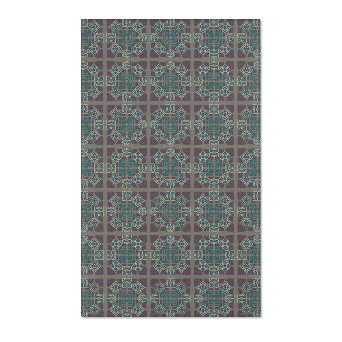 Heart Petals Rug — Teal & Plum Mosaic