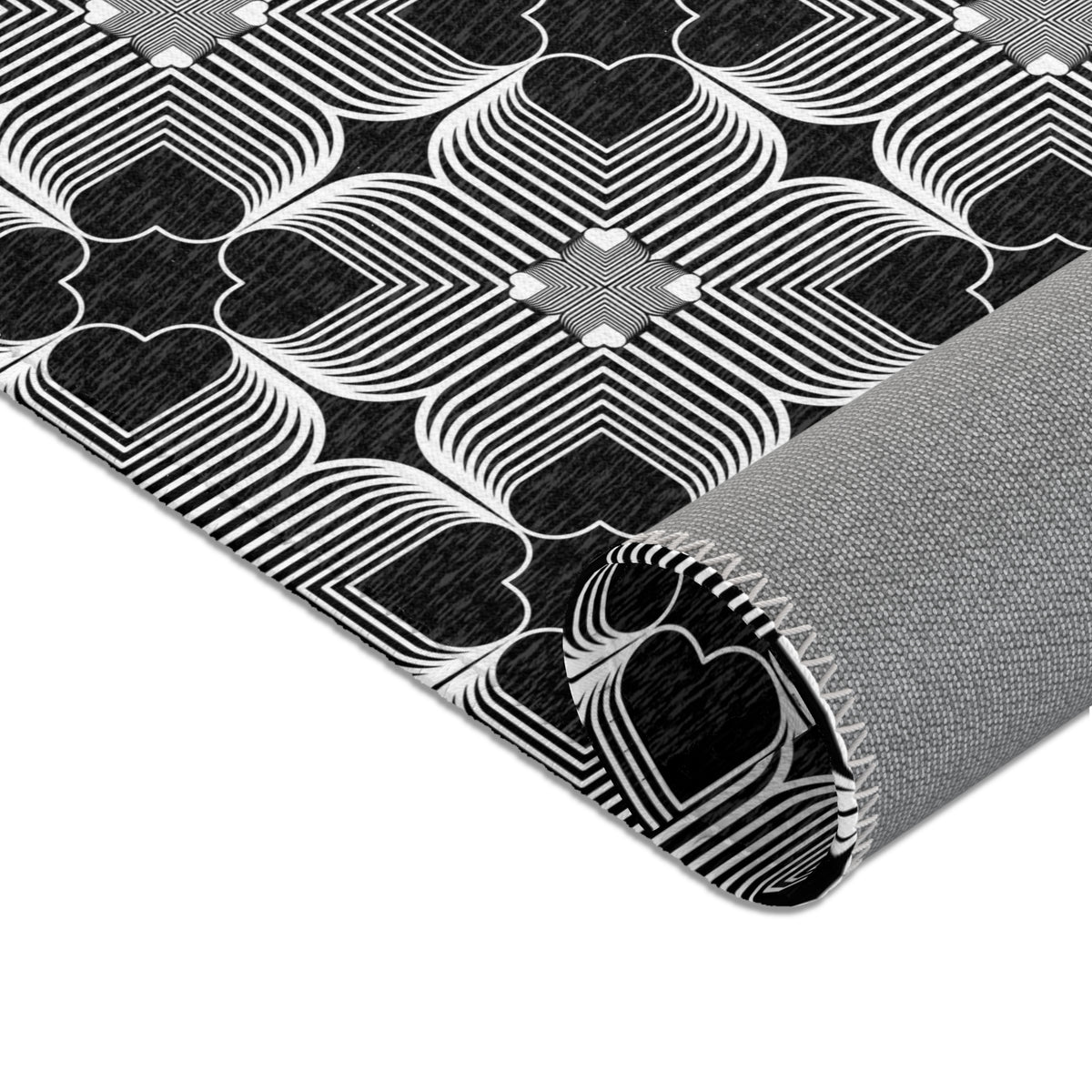 Michelin Hearts Area Rug — Black & White Tile Pattern