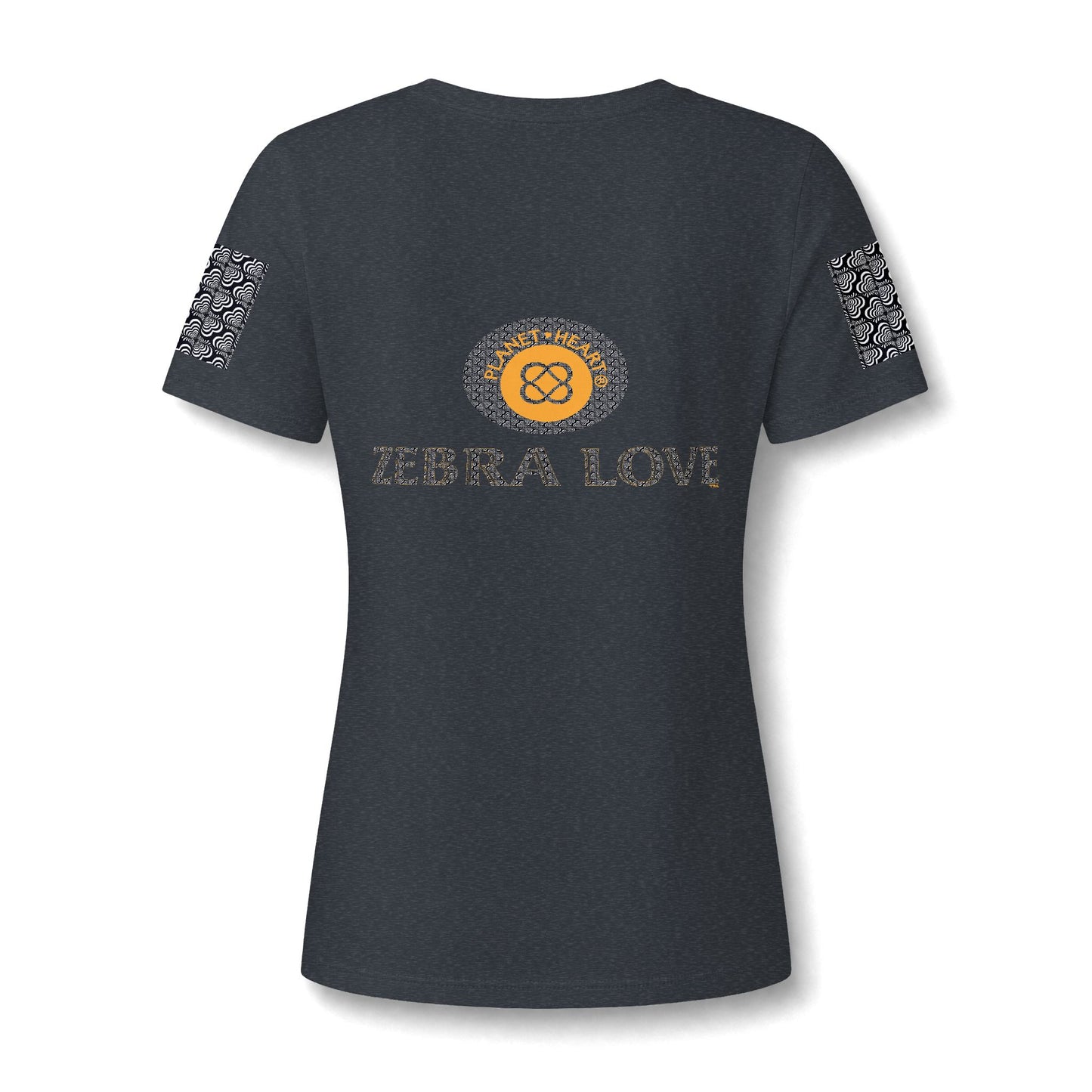 Womens V-Neck Tee — Zebra Love (TM) inside a heart!