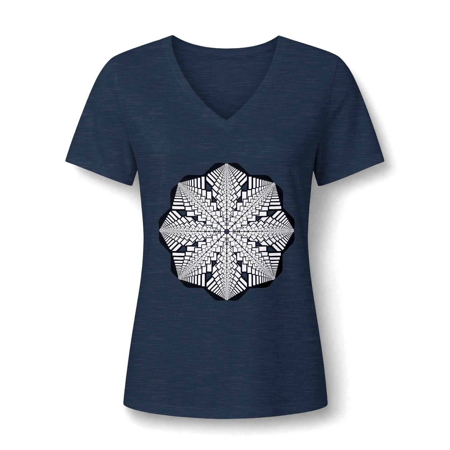 Women's V‑Neck Tee — Skeletal Lips Mandala