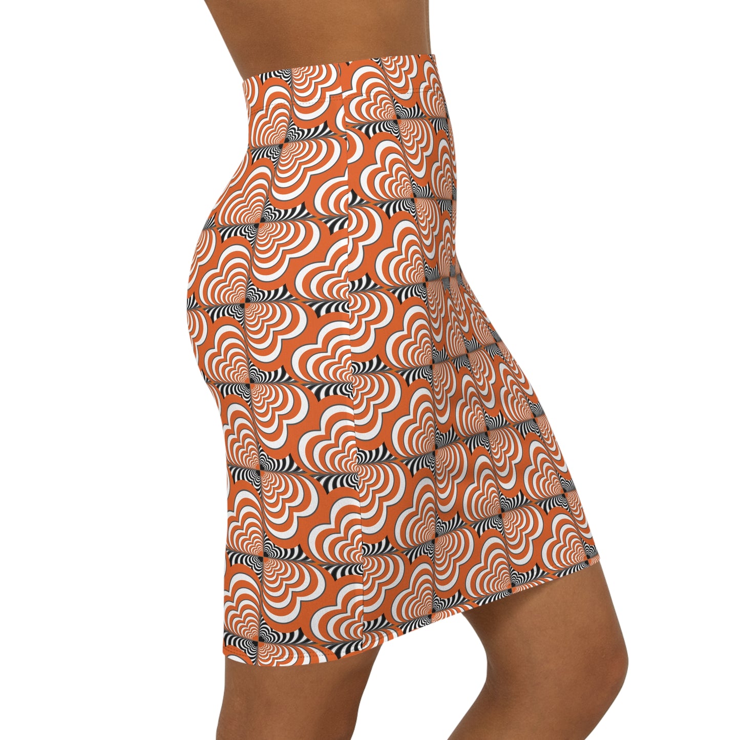 Halloween/Fall Zebra Love™ Pencil Skirt — Mid‑Waist- Orange Black & White