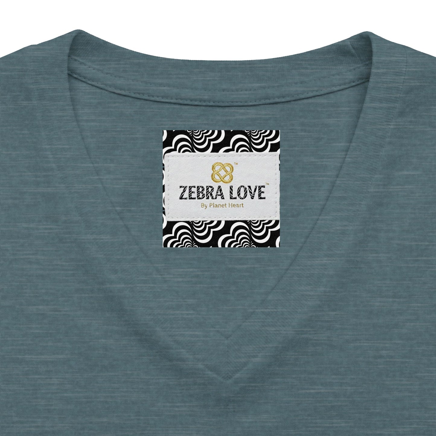 Womens V-Neck Tee — Zebra Love (TM) inside a heart!