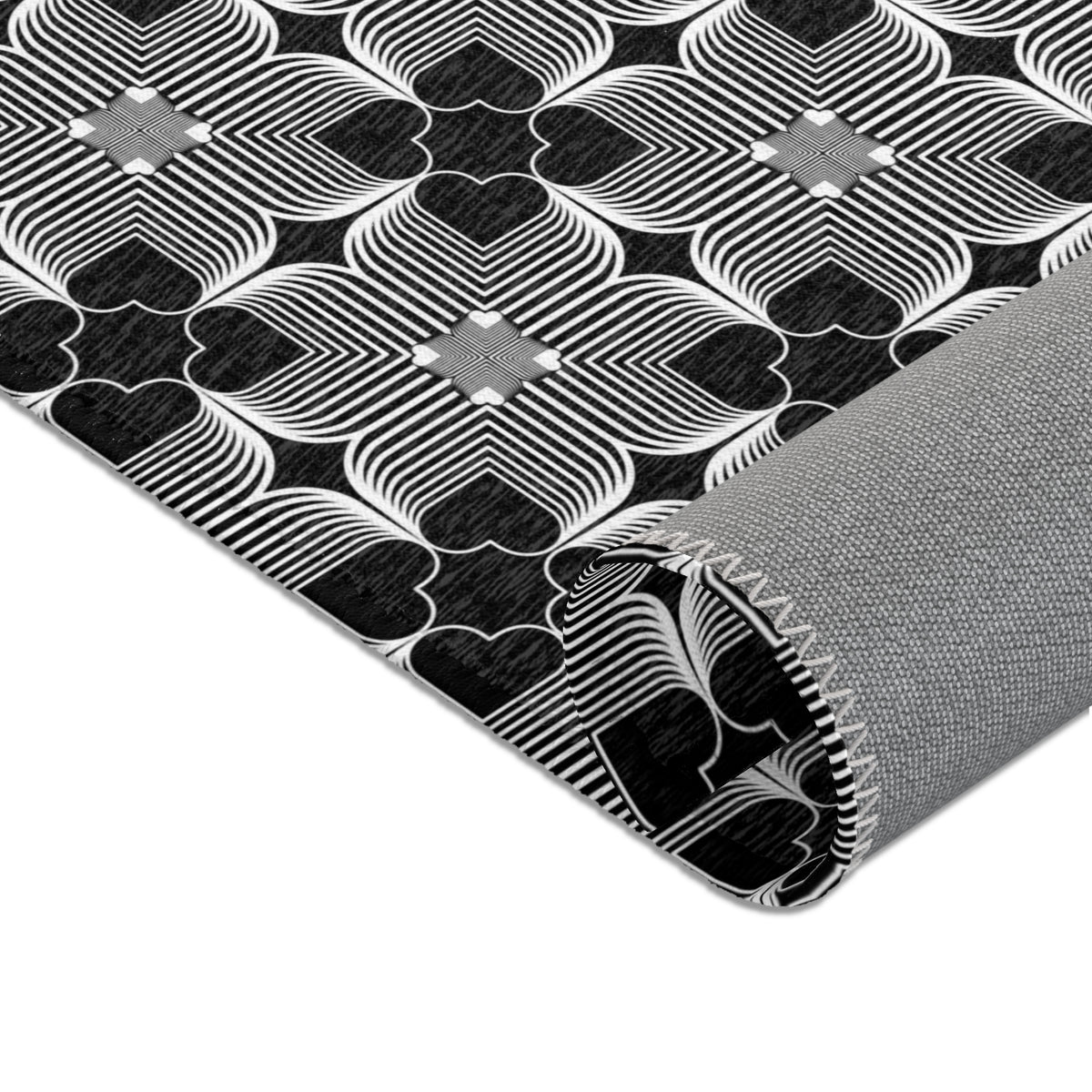 Michelin Hearts Area Rug — Black & White Tile Pattern
