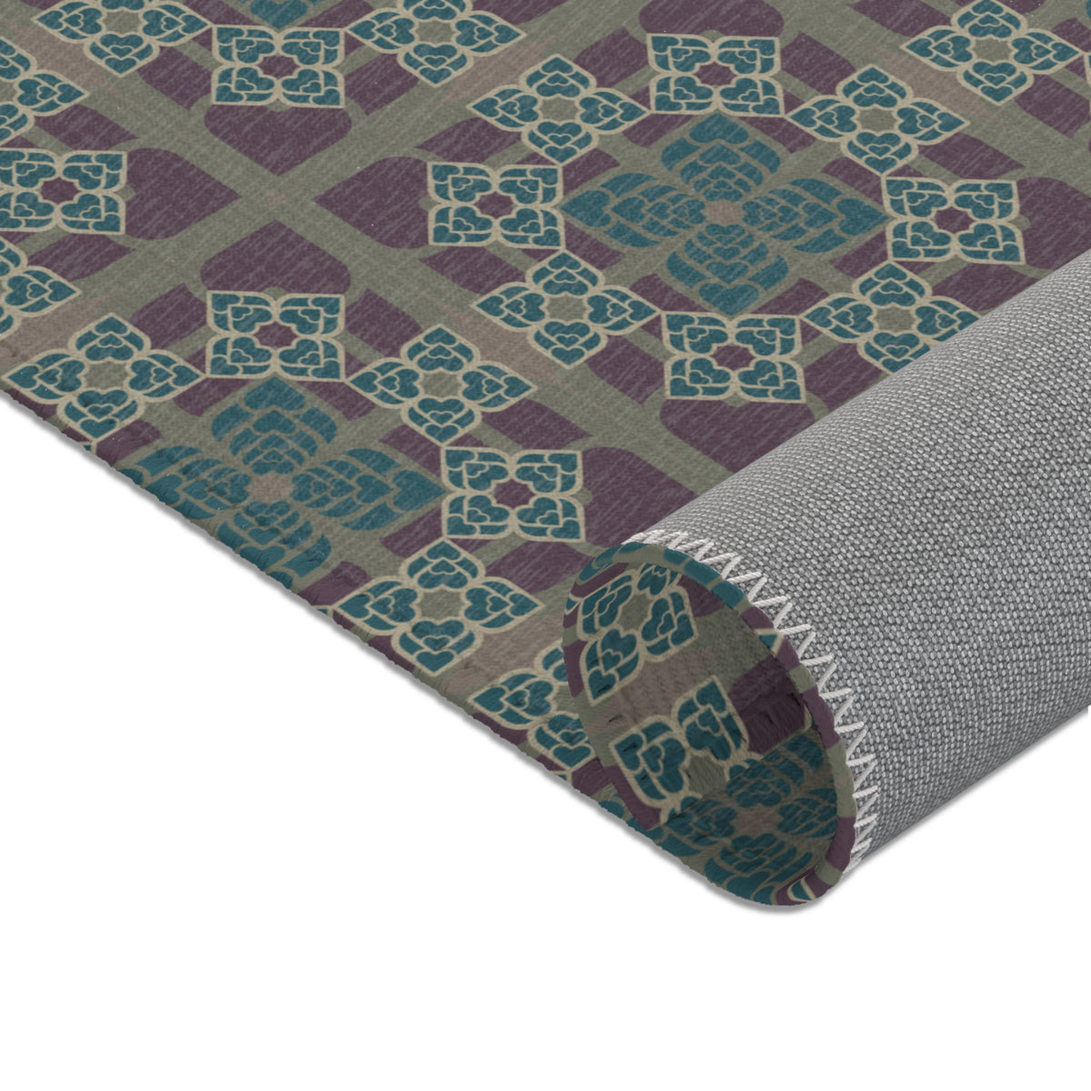 Heart Petals Rug — Teal & Plum Mosaic