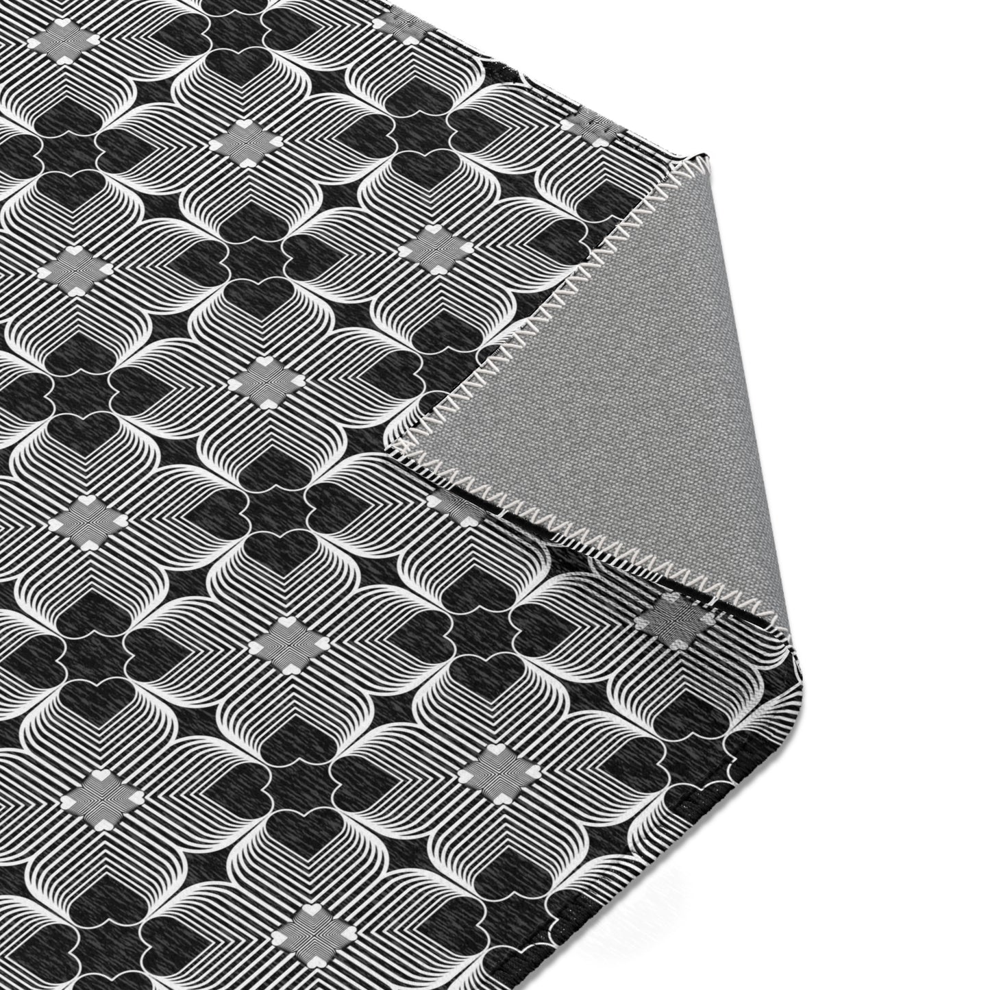 Michelin Hearts Area Rug — Black & White Tile Pattern