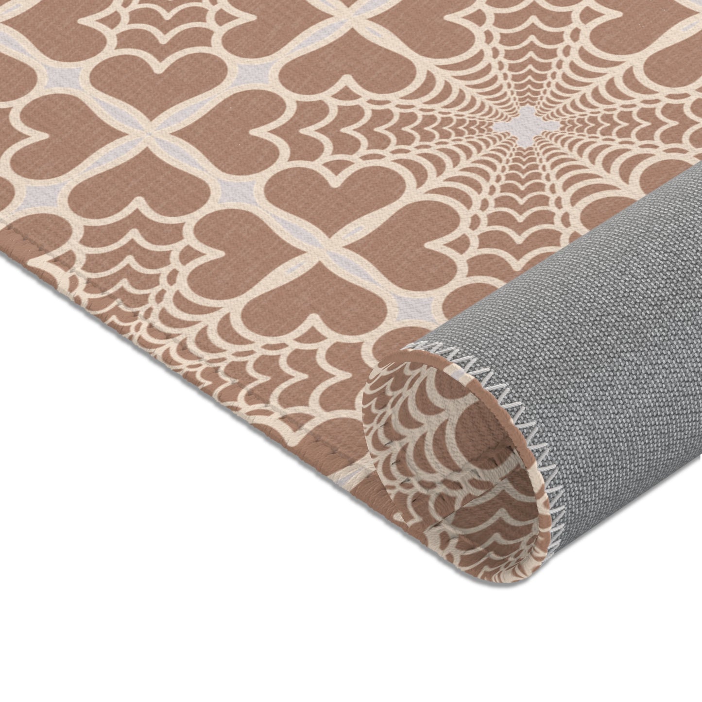 Pyramidal HeartPetals Tile Area Rug – Beige/Neutral Boho Accent Rug