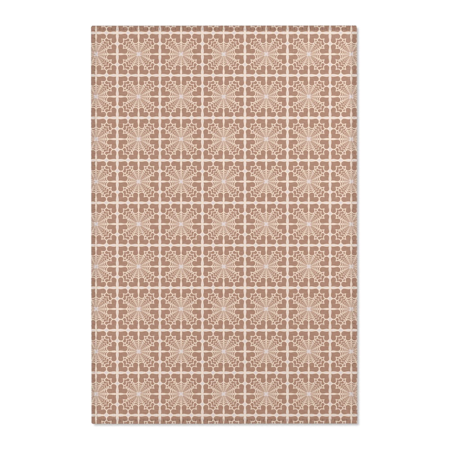 Pyramidal HeartPetals Tile Area Rug – Beige/Neutral Boho Accent Rug