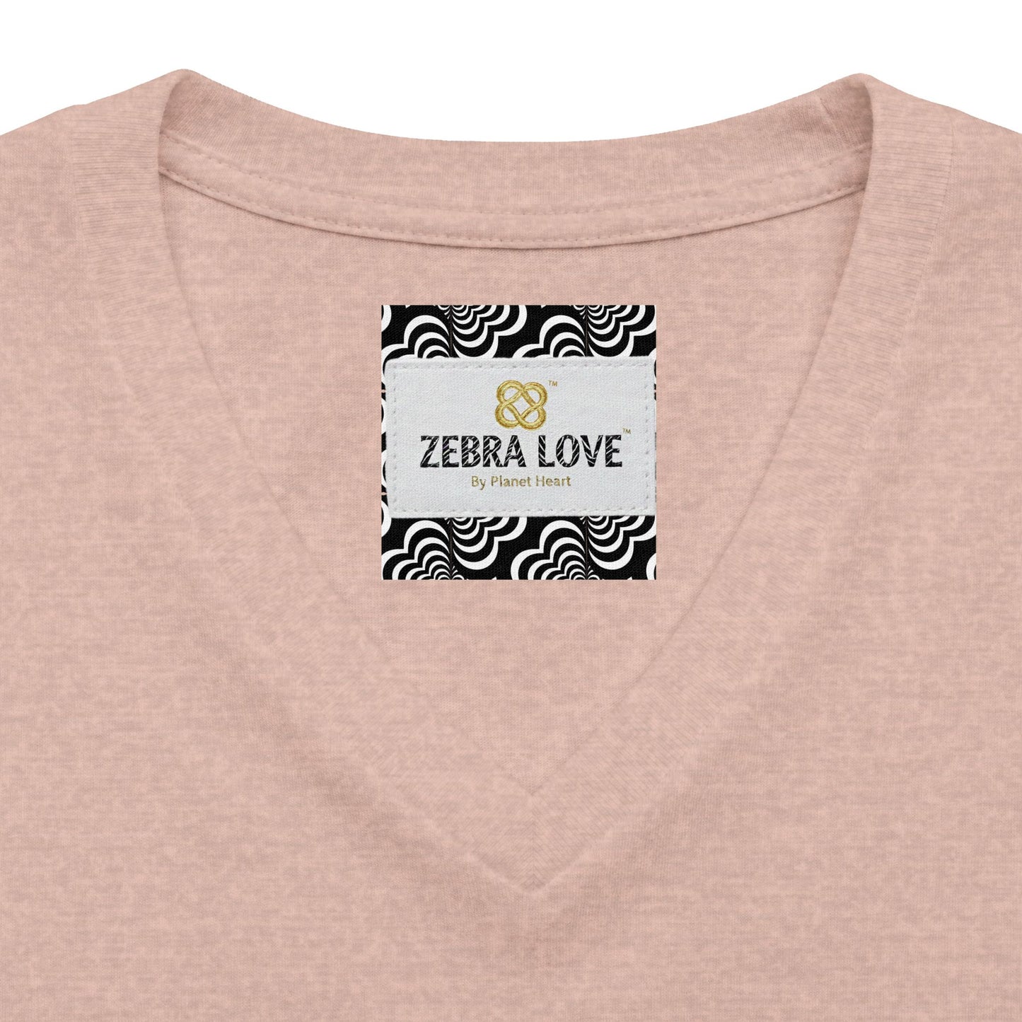 Womens V-Neck Tee — Zebra Love (TM) inside a heart!