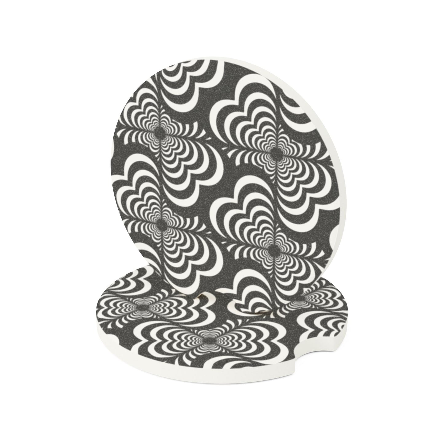 Zebra Love (TM) Soapstone Car Coaster — Black & White
