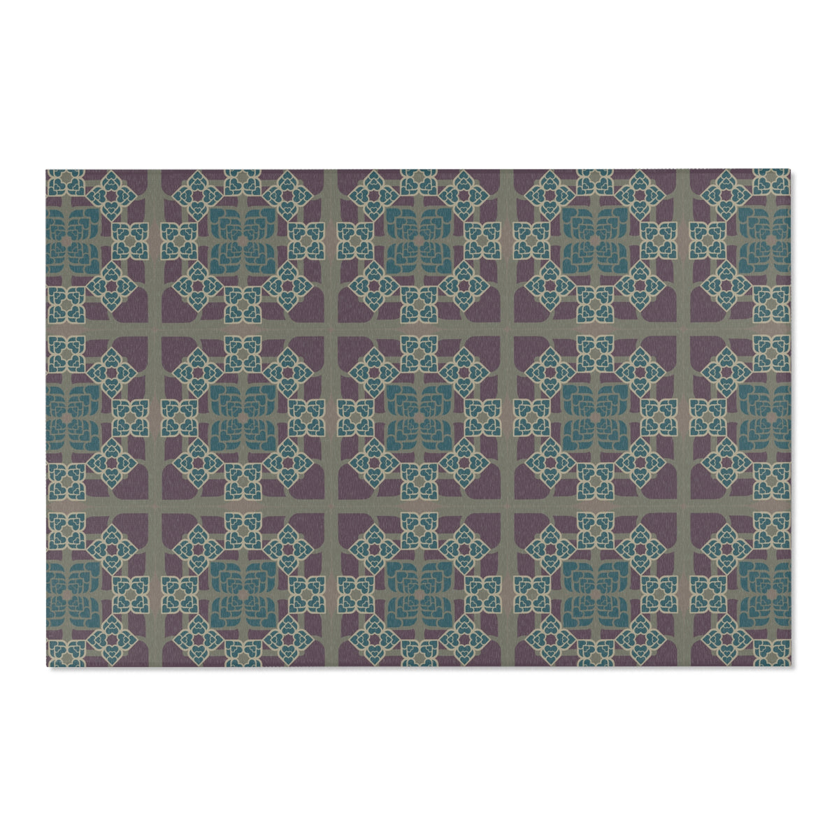 Heart Petals Rug — Teal & Plum Mosaic