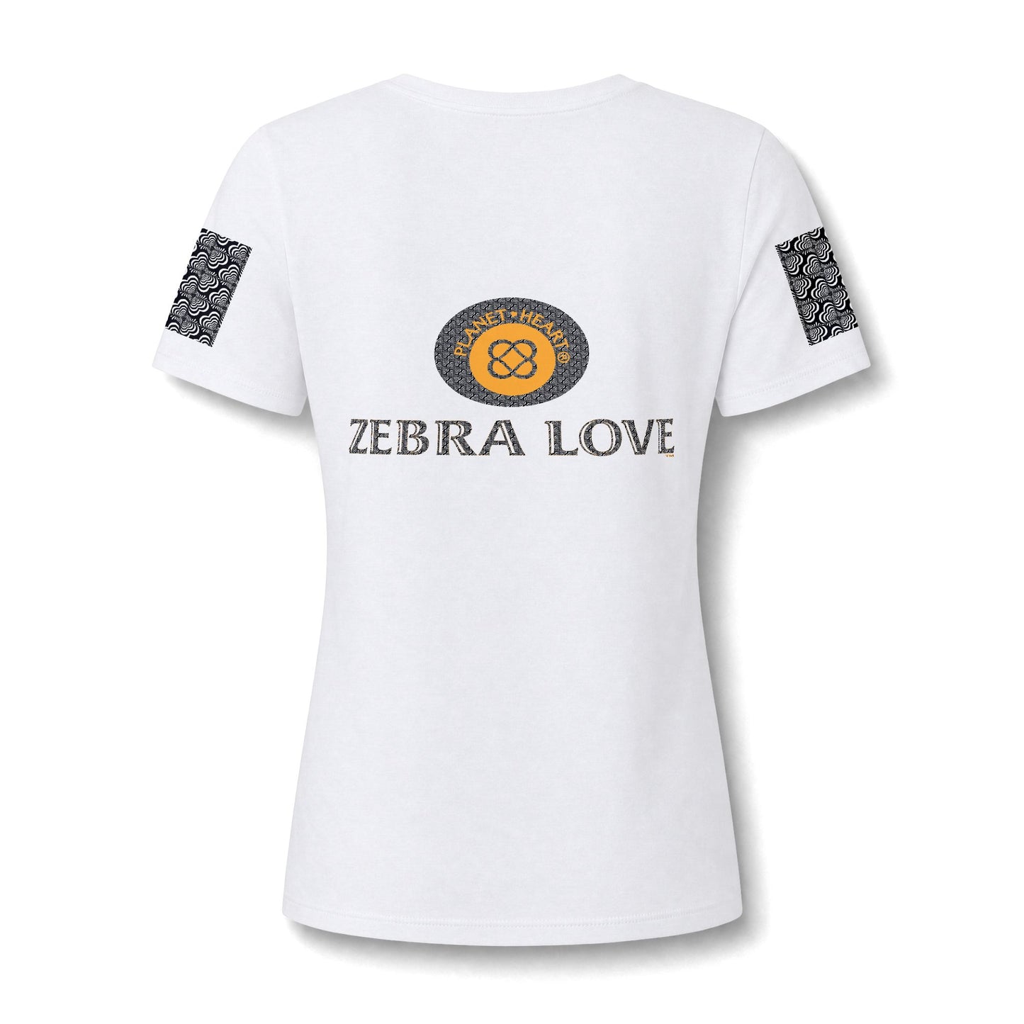 Womens V-Neck Tee — Zebra Love (TM) inside a heart!