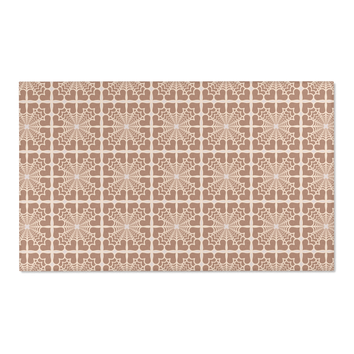 Pyramidal HeartPetals Tile Area Rug – Beige/Neutral Boho Accent Rug