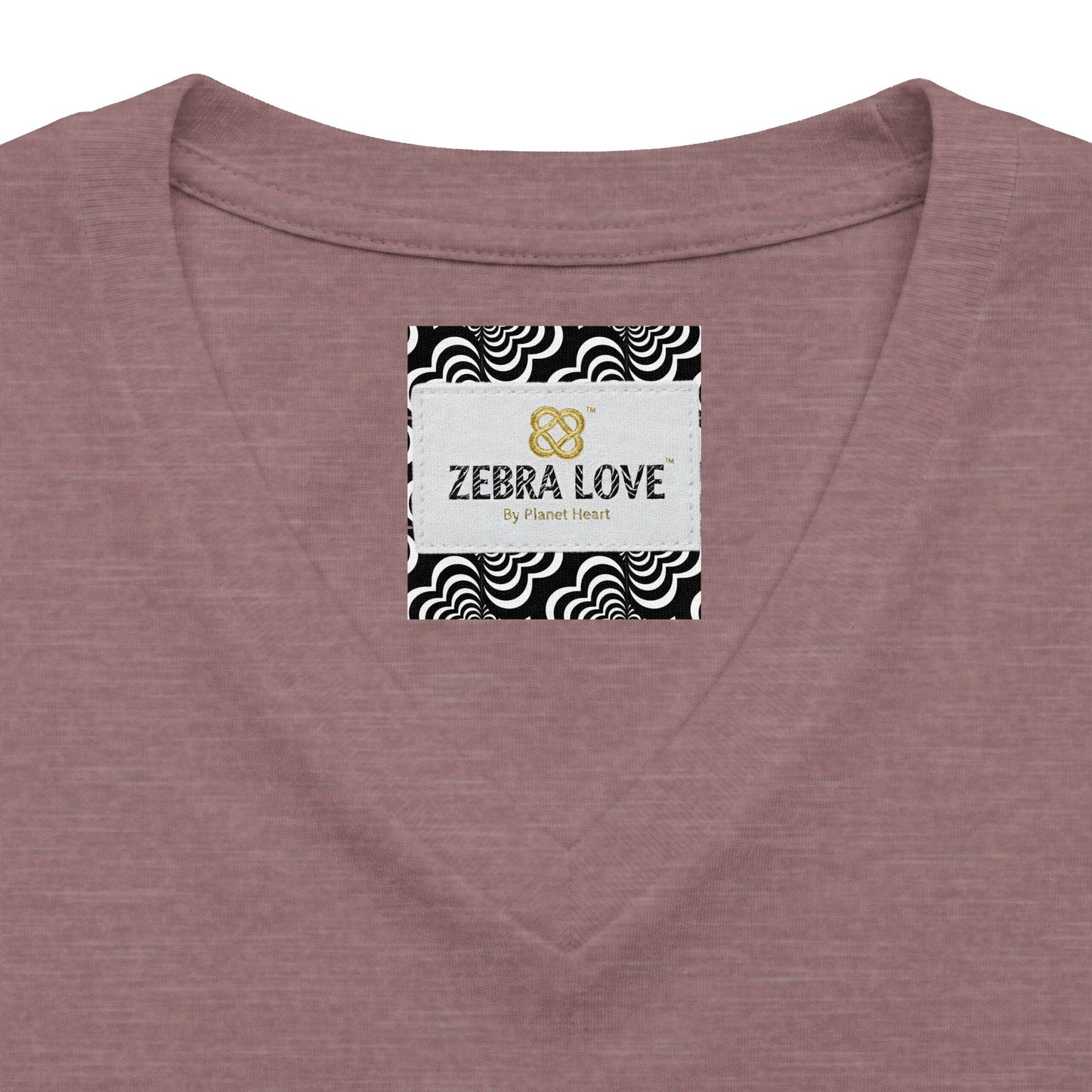 Womens V-Neck Tee — Zebra Love (TM) inside a heart!