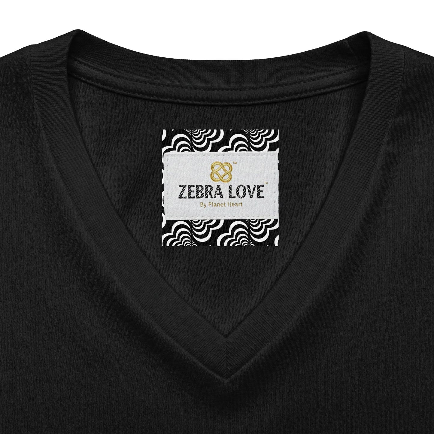 Womens V-Neck Tee — Zebra Love (TM) inside a heart!