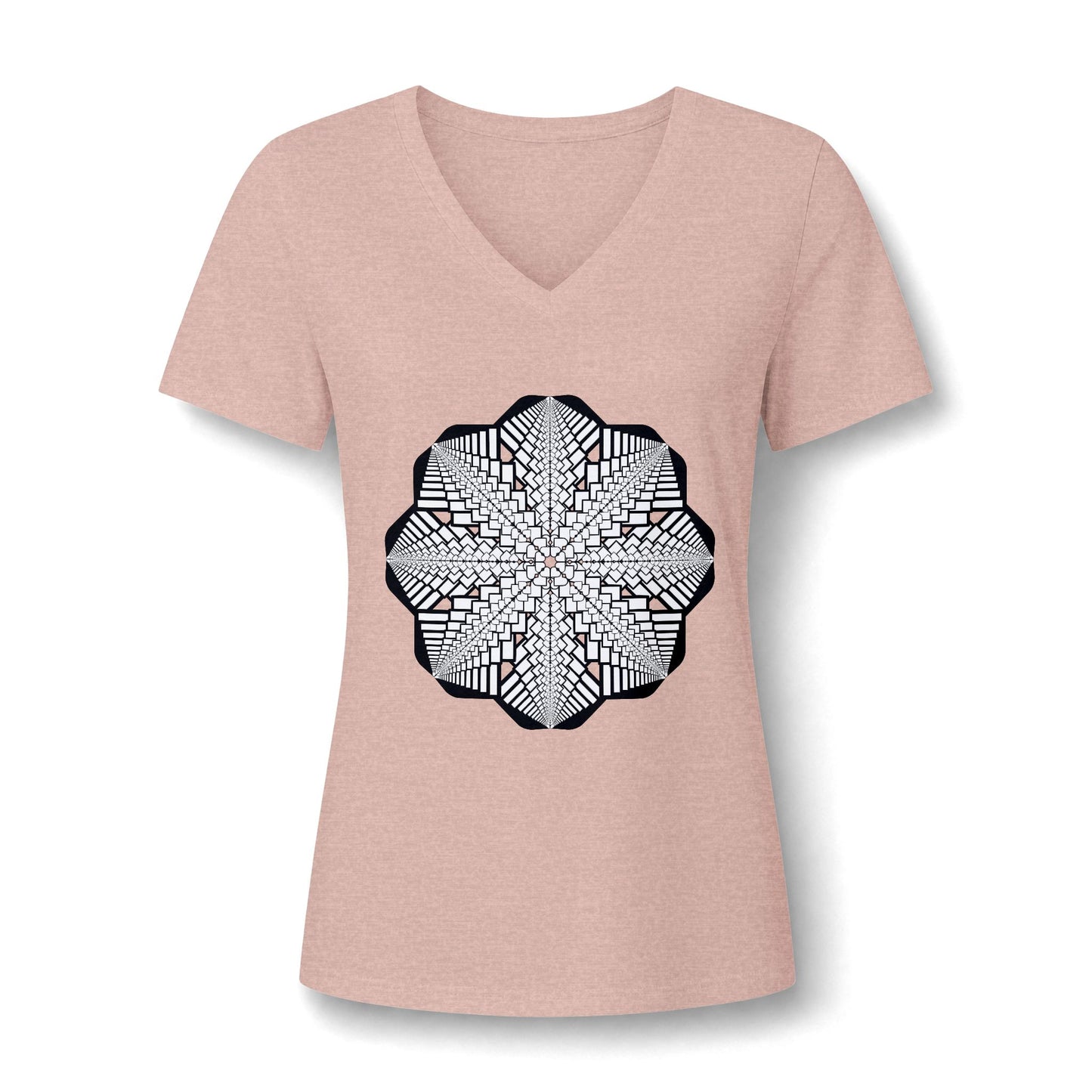 Women's V‑Neck Tee — Skeletal Lips Mandala