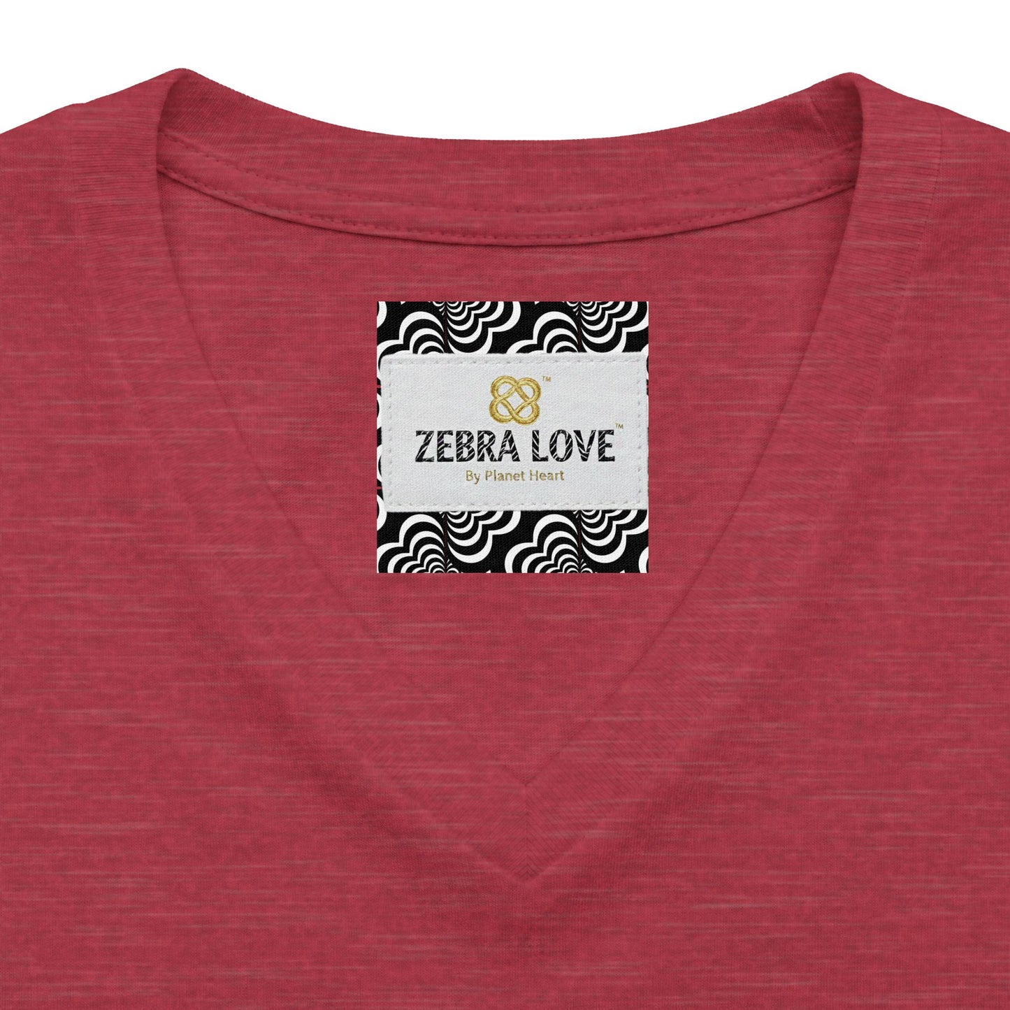 Womens V-Neck Tee — Zebra Love (TM) inside a heart!