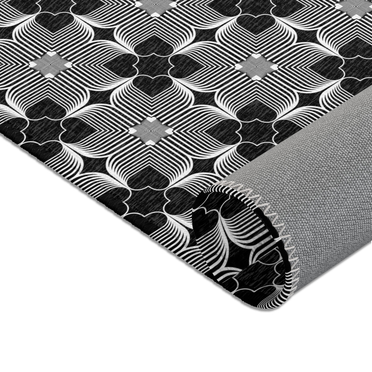 Michelin Hearts Area Rug — Black & White Tile Pattern
