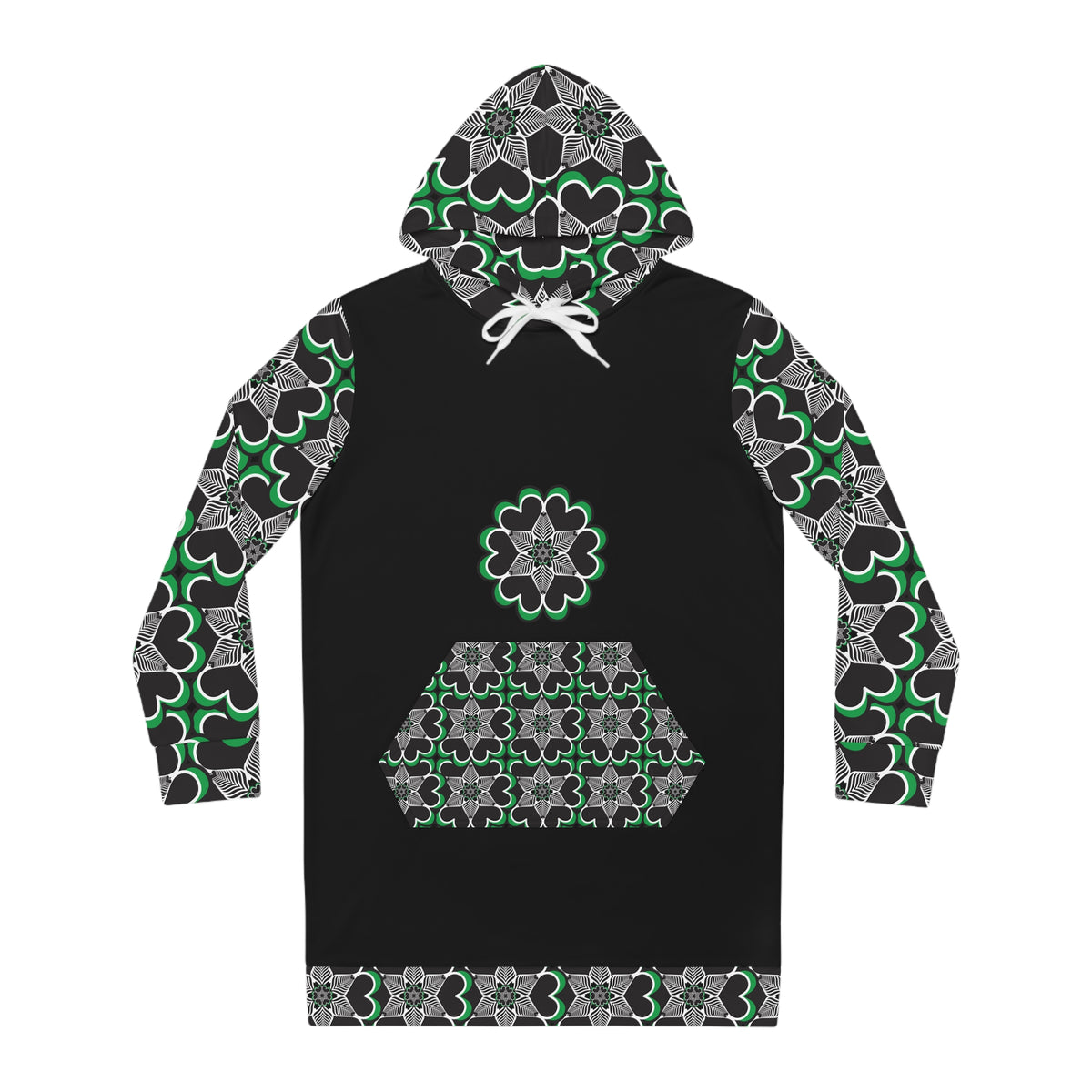 Halloween HeartWebs Hoodie Dress — Black & Green