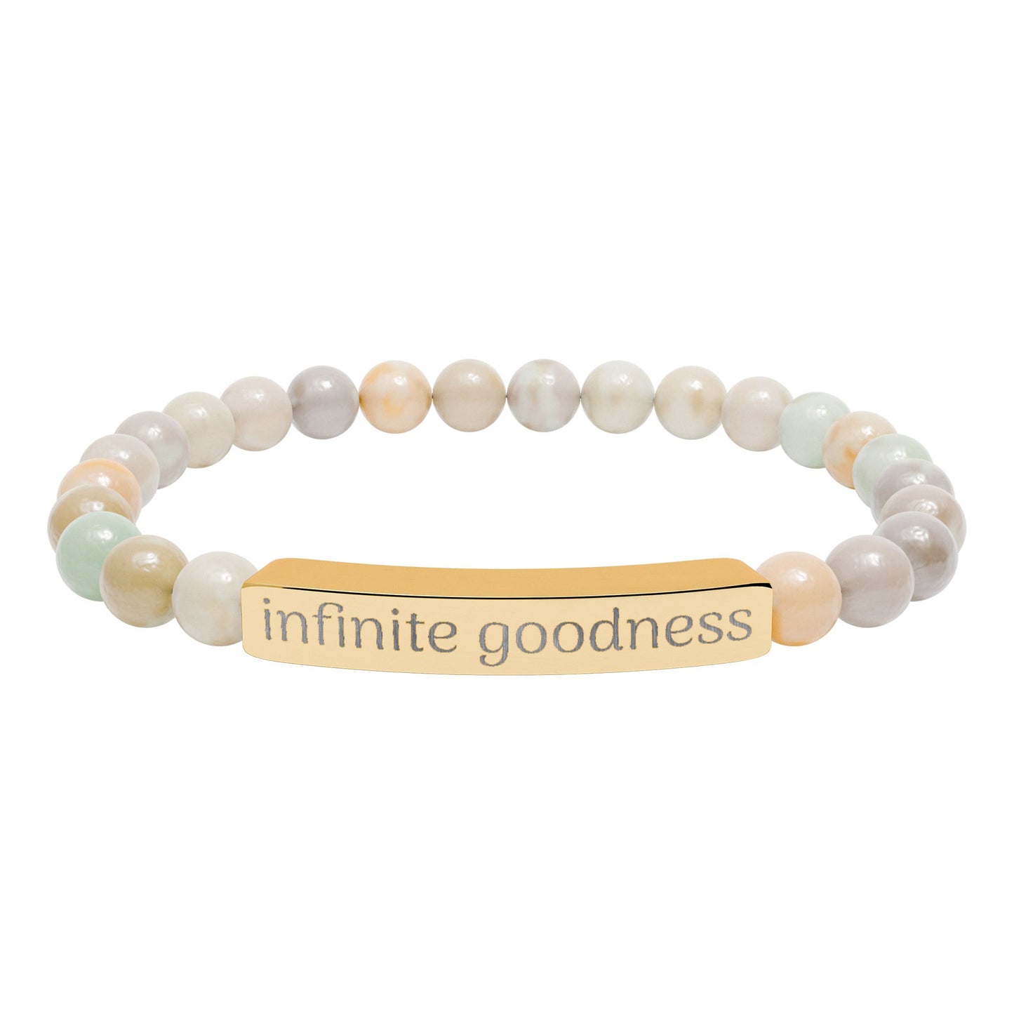 Infinite Goodness (TM) Copy of Natural Stone Stretch Bar Bracelet (Engraving)