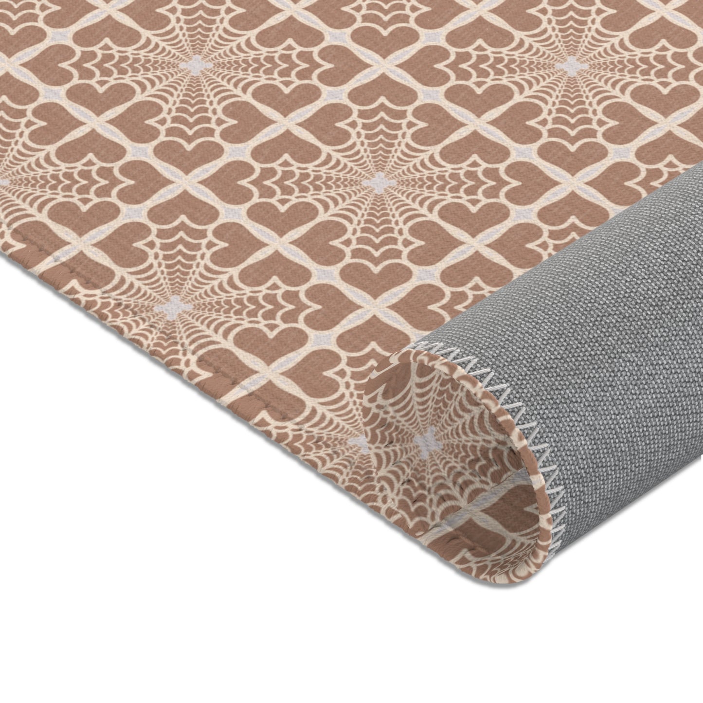Pyramidal HeartPetals Tile Area Rug – Beige/Neutral Boho Accent Rug