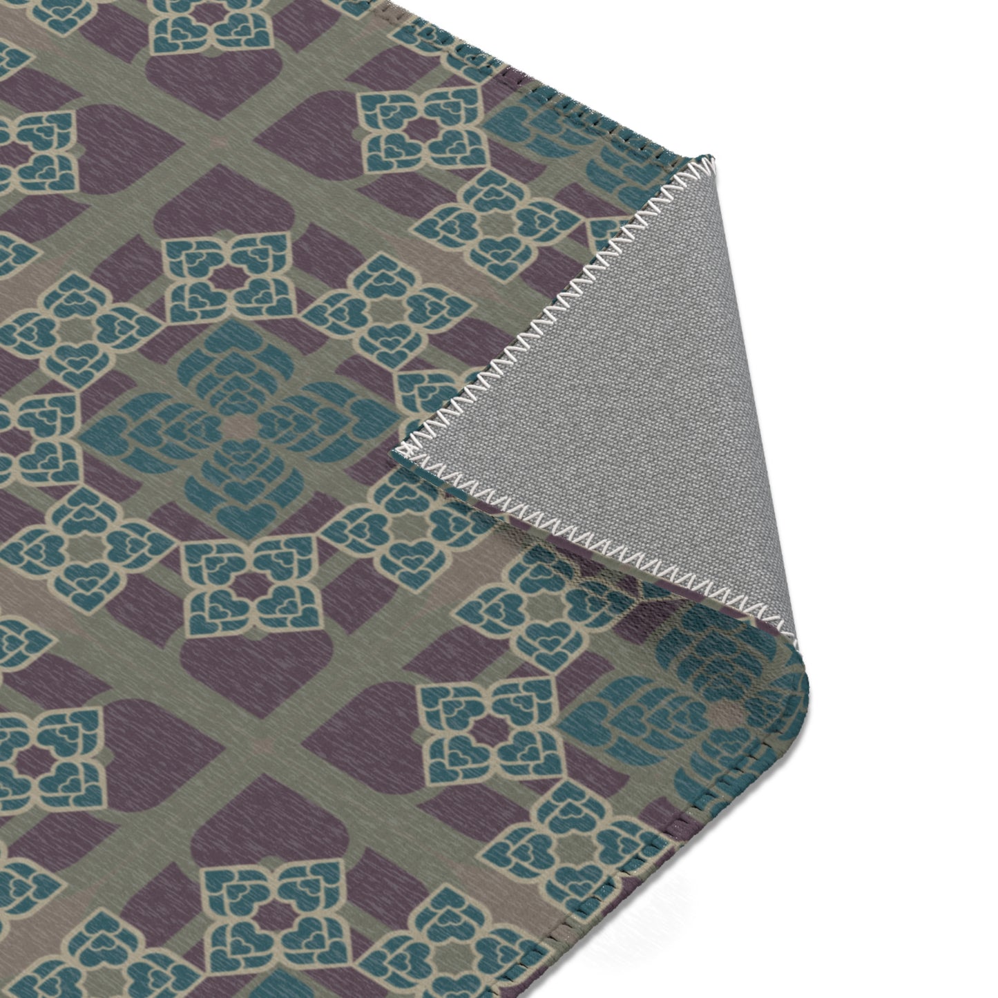 Heart Petals Rug — Teal & Plum Mosaic