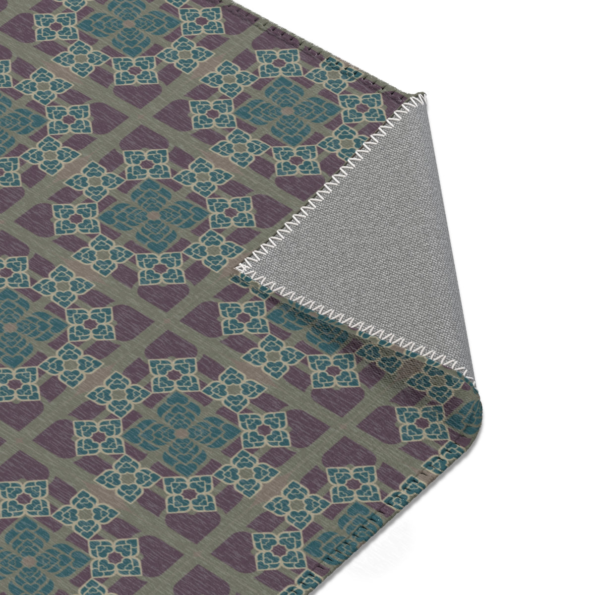 Heart Petals Rug — Teal & Plum Mosaic