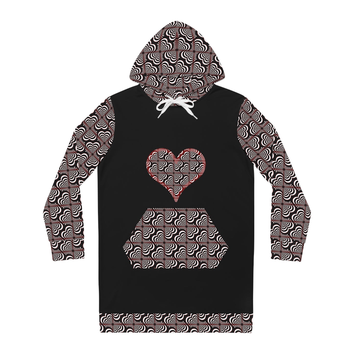 Zebra Love™ Hoodie Dress —Black, White & Dark Red