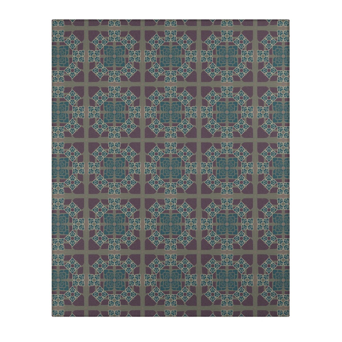 Heart Petals Rug — Teal & Plum Mosaic