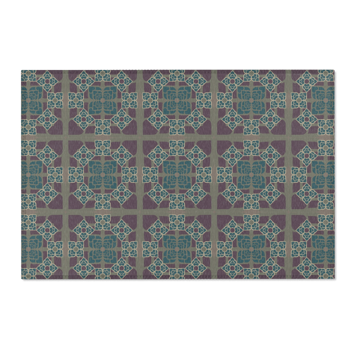 Heart Petals Rug — Teal & Plum Mosaic