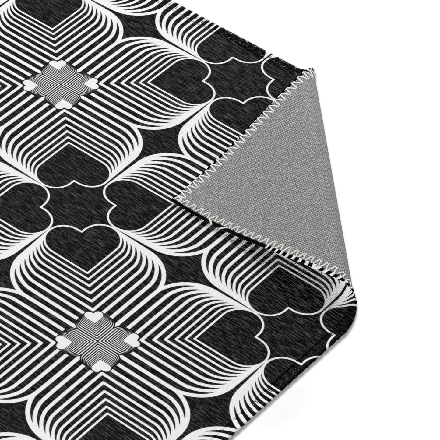 Michelin Hearts Area Rug — Black & White Tile Pattern