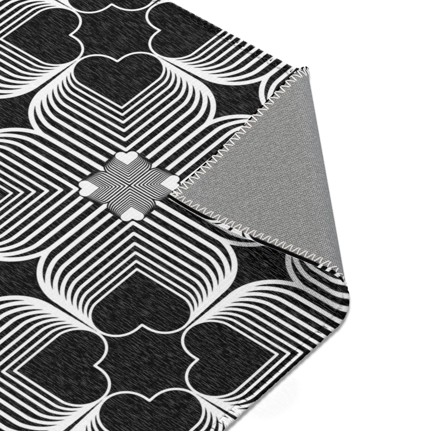 Michelin Hearts Area Rug — Black & White Tile Pattern