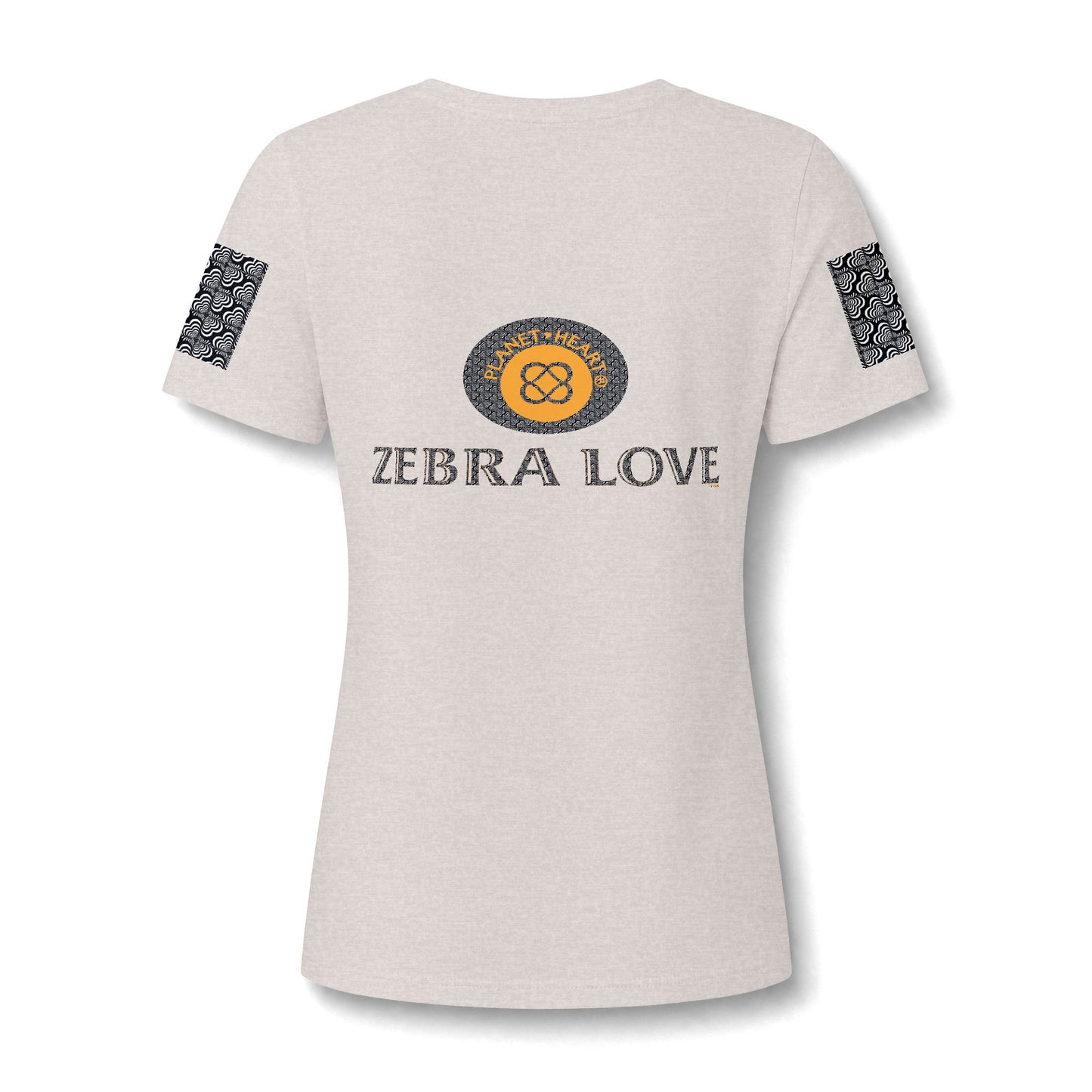 Womens V-Neck Tee — Zebra Love (TM) inside a heart!