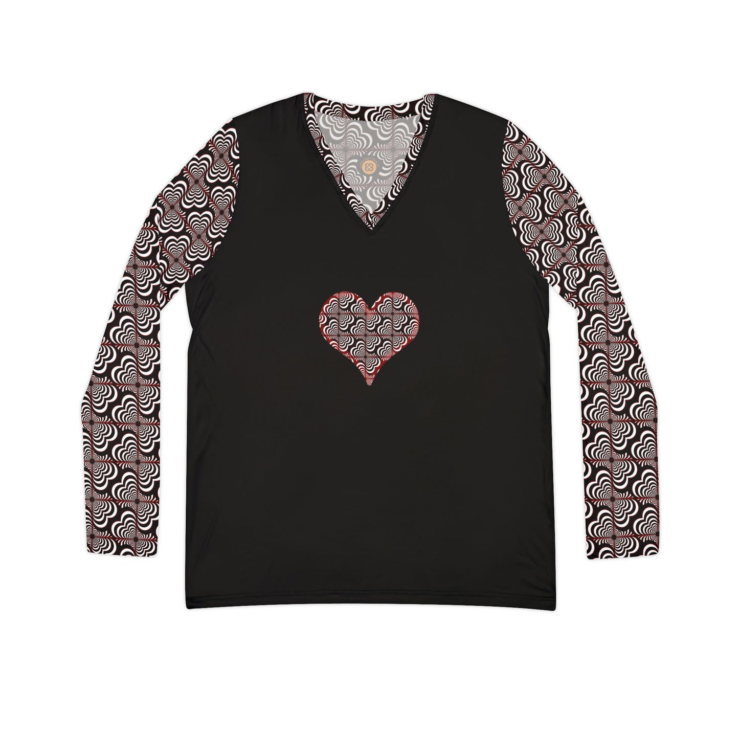 Women's V-Neck Long Sleeve Shirt — Zebra Love (TM) Heart