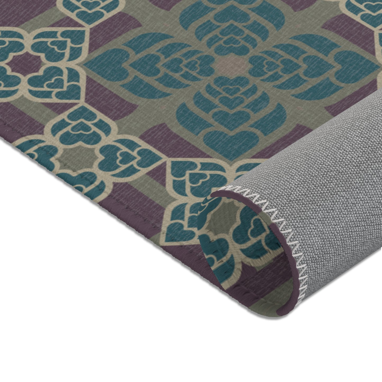 Heart Petals Rug — Teal & Plum Mosaic