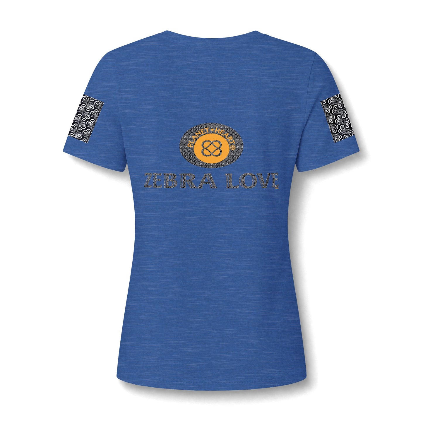 Womens V-Neck Tee — Zebra Love (TM) inside a heart!
