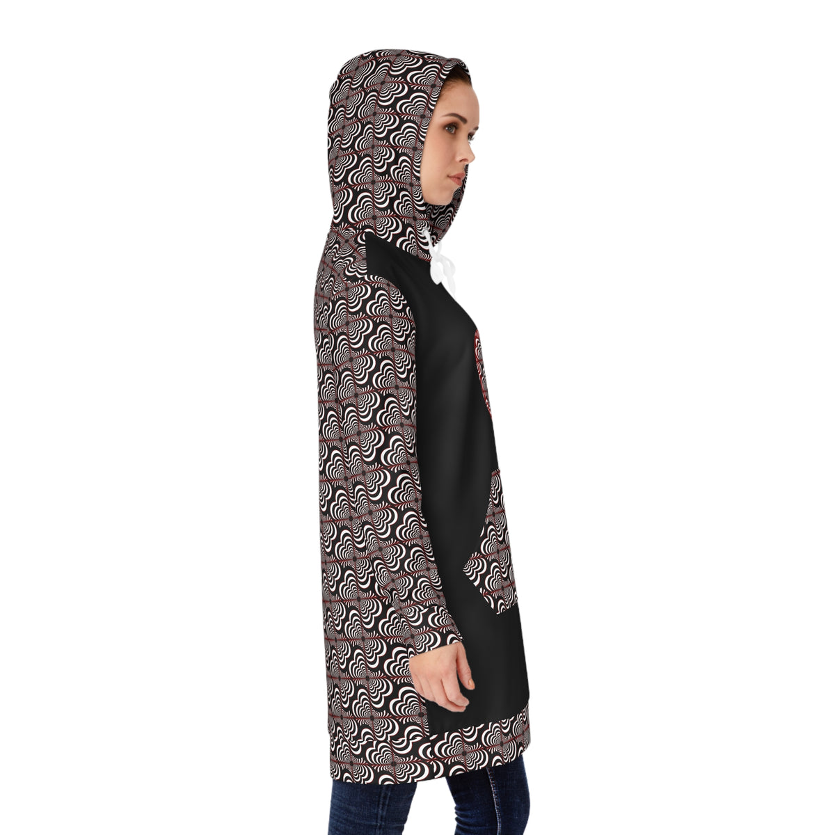 Zebra Love™ Hoodie Dress —Black, White & Dark Red