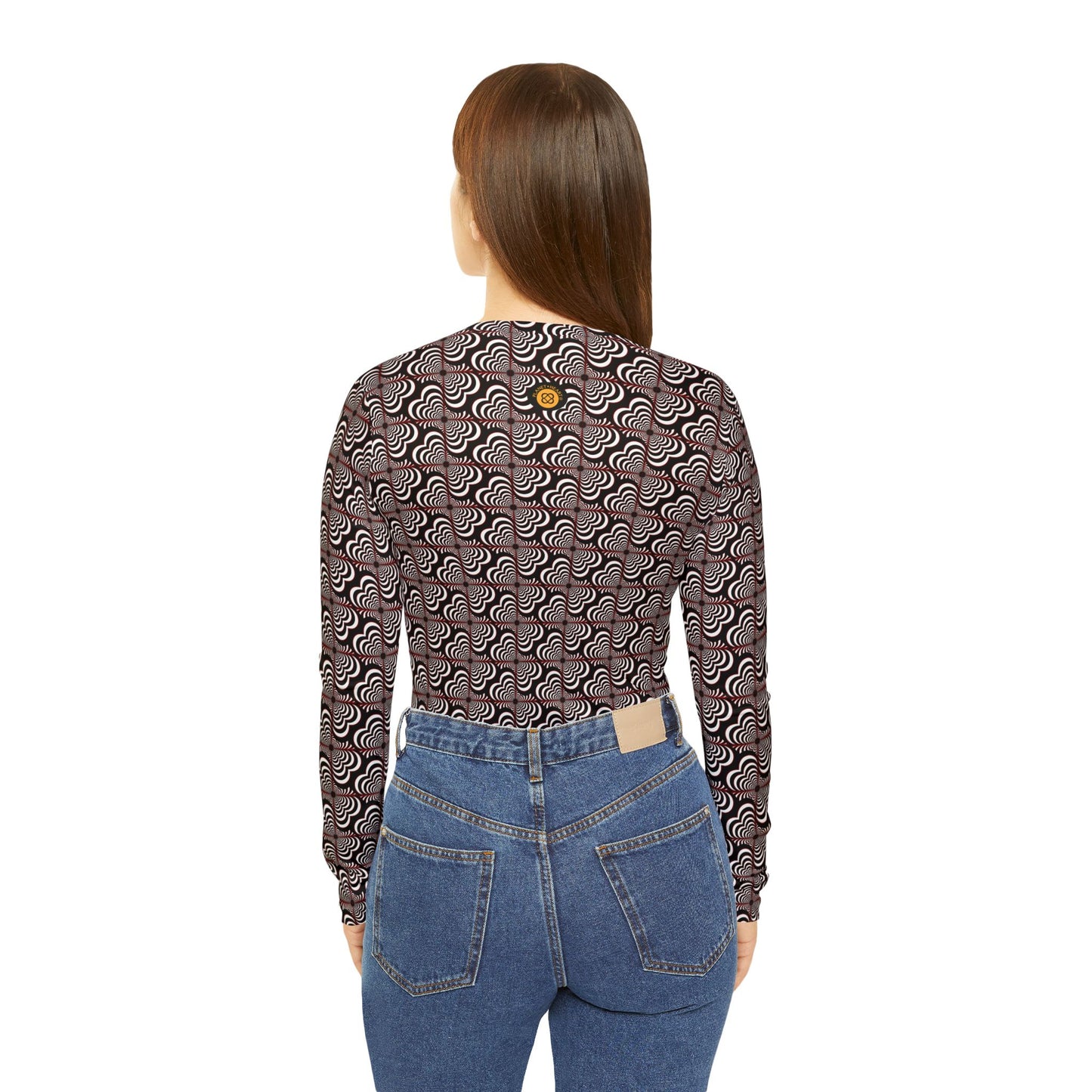 Women's V-Neck Long Sleeve Shirt — Zebra Love (TM) Heart