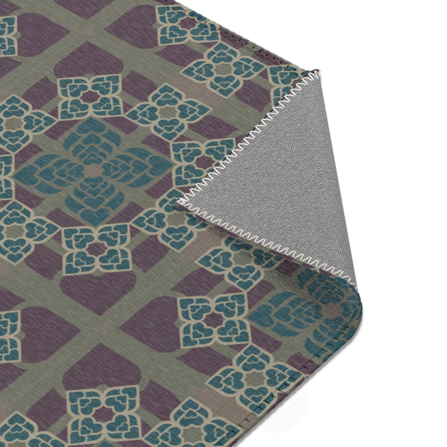 Heart Petals Rug — Teal & Plum Mosaic